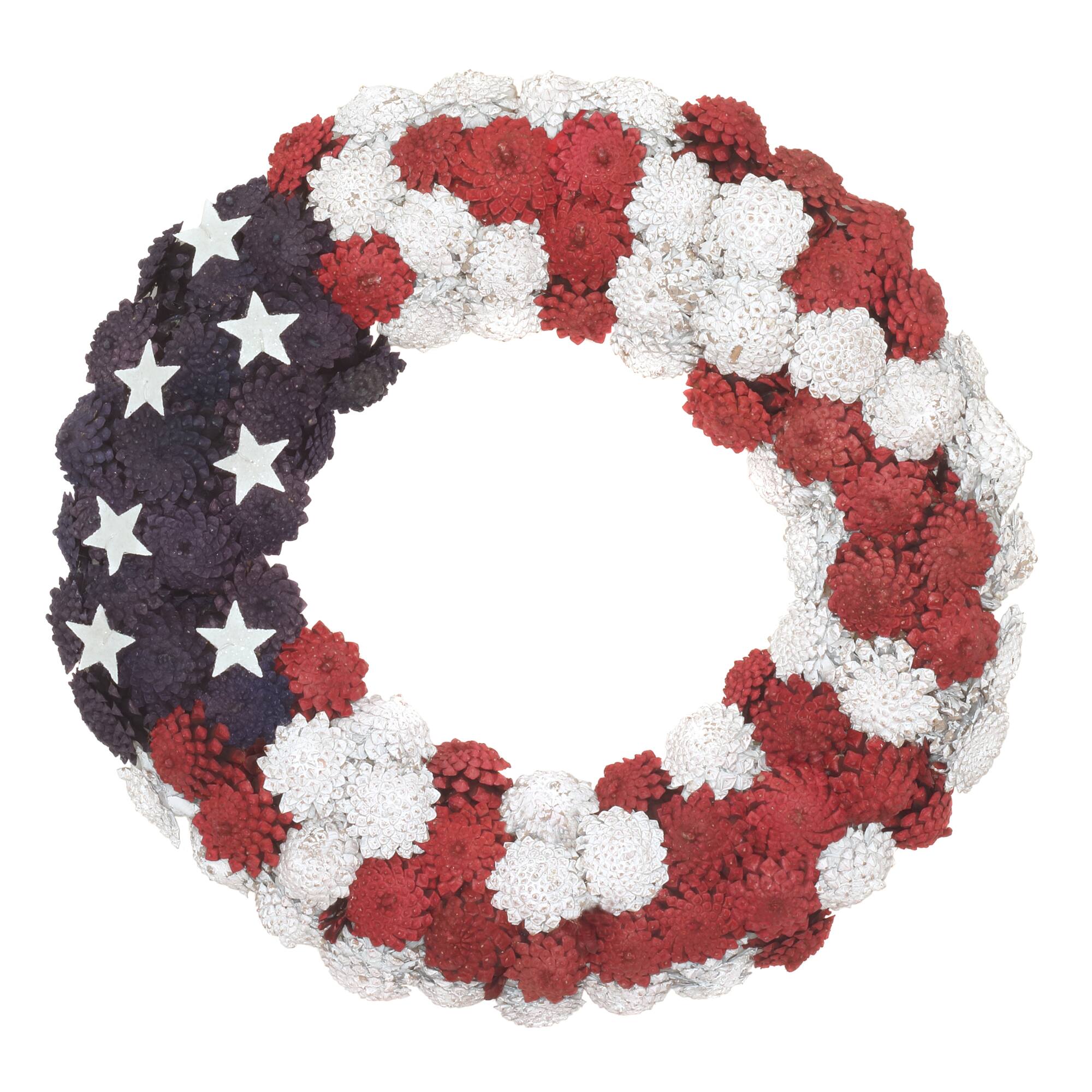 18" Patriotic Pinecones Wreath
